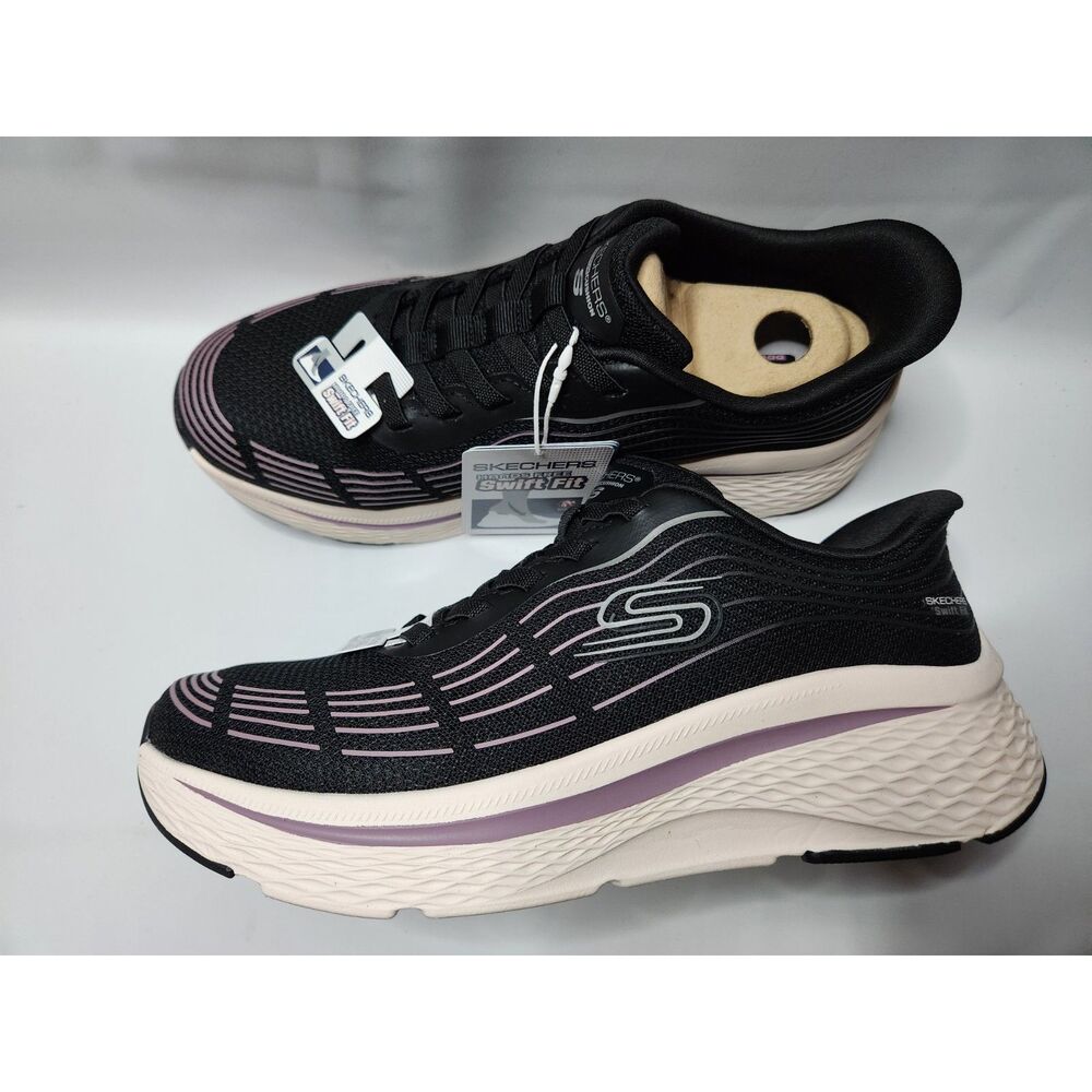 Skechers Swift‑Fit Hands Free Women’s 8 Black/Purple Sneakers